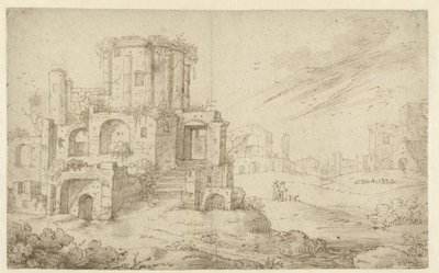 Landschaft mit antiken Ruinen von Cornelis Saftleven