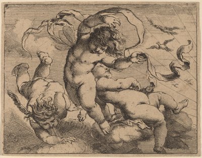 Drei fliegende Putti von Cornelis Schut I