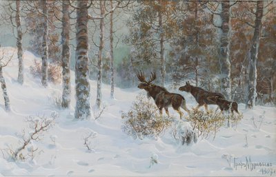 Winterlandschaft mit Elchen, 1907 von Count Vladimir Leonidovich Muravyov