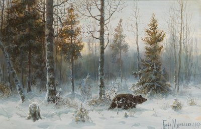 Winterlandschaft mit Bär, 1907 von Count Vladimir Leonidovich Muravyov