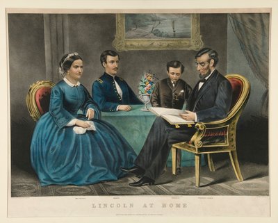 Lincoln zu Hause von Currier and Ives