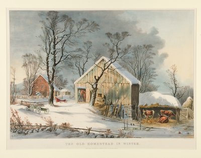Das alte Heim im Winter von Currier and Ives