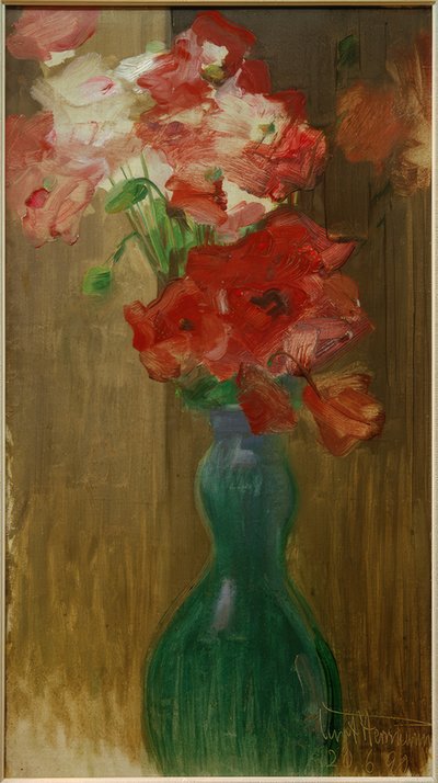 Mohn in doppelbauchiger Glasflasche von Curt Herrmann