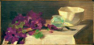 Stillleben mit Anemonen, Glasvase und Porzellanschale von Curt Herrmann
