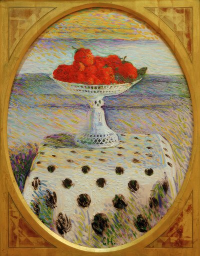 Stillleben mit Erdbeeren in durchbrochener Porzellanschale von Curt Herrmann
