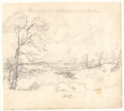 Aussicht über eine hügelige und bewaldete Landschaft von Dankvart Dreyer