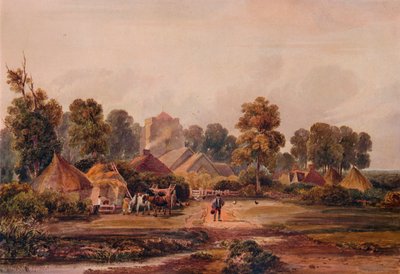 Ein Bauernhof in Worcestershire, um 1848 von David Cox the elder
