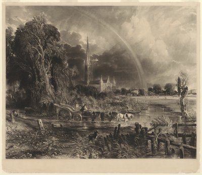 Kathedrale von Salisbury von den Wiesen: der Regenbogen von David Lucas