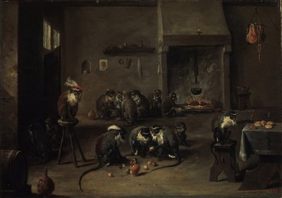Affen in der Küche, 1640er von David Teniers the Younger