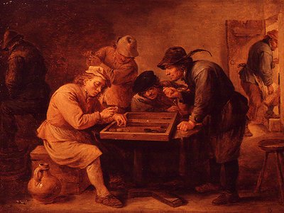 Ein Spiel von Tric-Trac von David Teniers the Younger