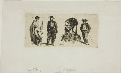 Blatt mit Skizzen von Denis Auguste Marie Raffet