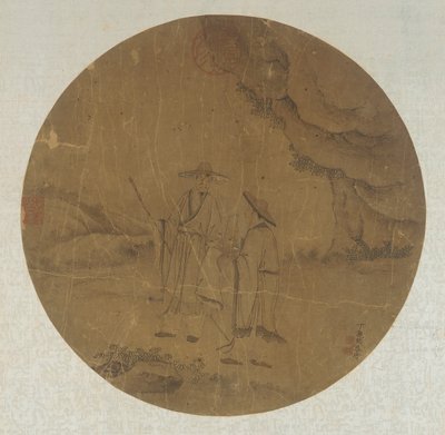 Landschaft: zwei Figuren, Qing-Dynastie, 18. Jahrhundert von Ding Guanpeng