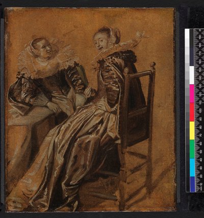 Zwei Damen an einem Tisch sitzend, 1625-1628 von Dirck Hals