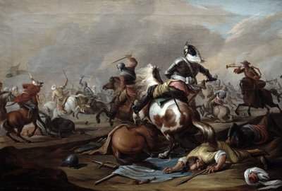 Der Zusammenstoß der Kavallerie, 1770 von Dirk Langendyk