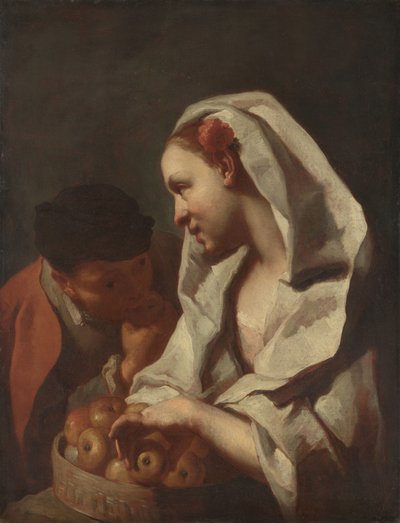 Mädchen verkauft Obst von Domenico Maggiotto (attributed to)