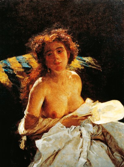 Dame mit Fächer von Domenico Morelli