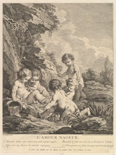 Kind schwimmt, ca. 1741 von Dominique Sornique