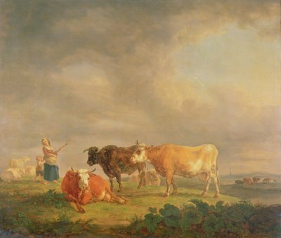 Weidende Rinder in einer Landschaft, um 1820 von Dutch School