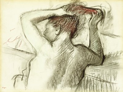 Nackte Frau, die ihr Haar frisiert von Edgar Degas