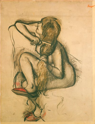 Frau, die ihr Haar kämmt von Edgar Degas