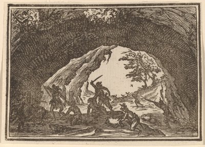 Soldaten greifen Räuber an von Edouard Eckman after Jacques Callot