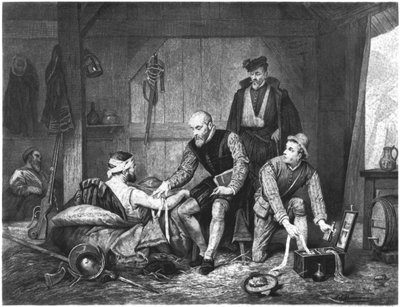 Ambroise Pare behandelt verwundete Soldaten von Edouard Jean Conrad Hamman