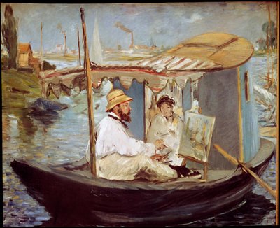 Claude Monet malt in seinem Atelierboot von Édouard Manet