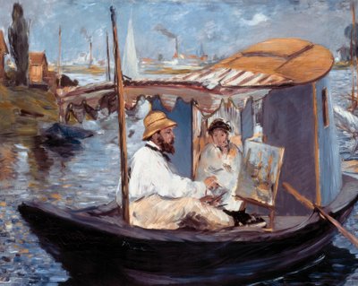 Monet malt in seinem Atelier von Édouard Manet