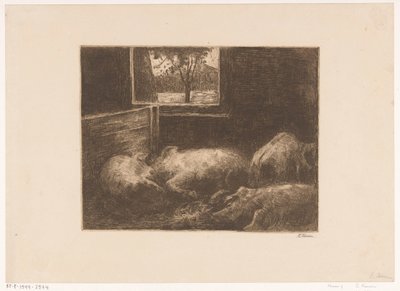 Schweine im Stall von Eduard Karsen (signed by artist)