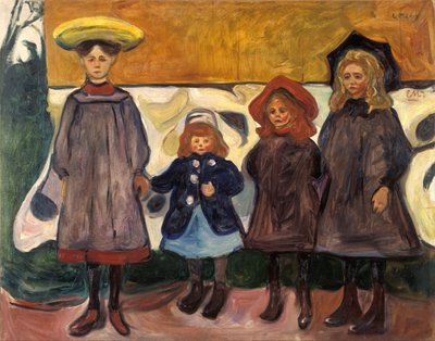 Vier Mädchen in Åsgårdstrand von Edvard Munch