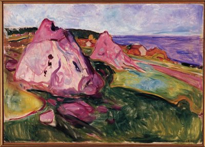 Landschaft, Violette Felsen von Edvard Munch