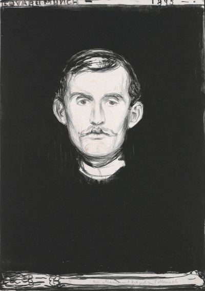Selbstporträt mit Skelettarm von Edvard Munch
