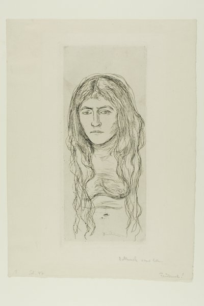 Frau mit langem Haar von Edvard Munch