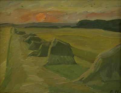 Landschaft mit Heuhaufen von Edvard Weie