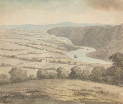 Flusslandschaft mit Booten von Edward Francis Burney