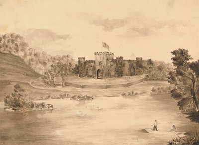 Flusslandschaft mit Schloss von Edward Francis Burney