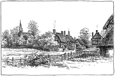 Luddington Dorf und neue Kirche, Warwickshire, 1885 von Edward Hull