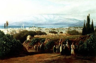 Stadt mit Friedhof von Edward Lear