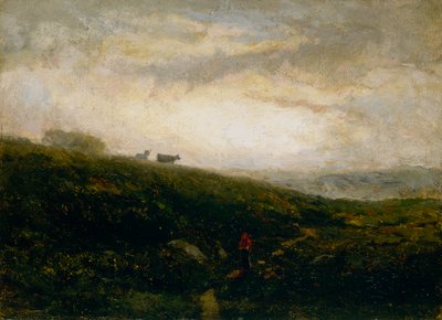 Ohne Titel, Kühe steigen einen Hügel hinab, 1881 von Edward Mitchell Bannister