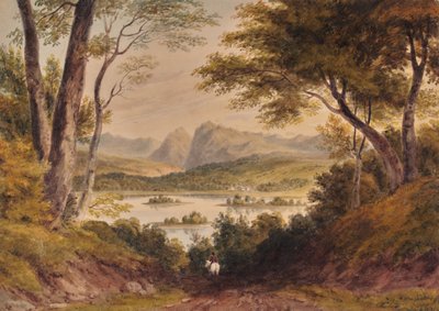 Landschaft mit See und Gebirgskette von Edward Pretty