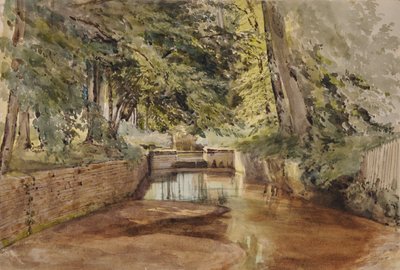 Flussszene mit halb trockenem Flussbett von Edward Pretty