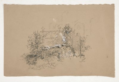 Verwachsener Garten(?) Friedhof(?) von Edwin Austin Abbey