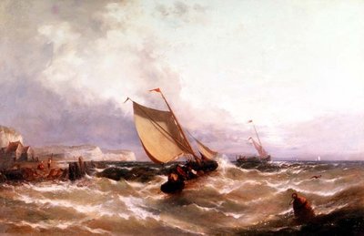 Fischerboote vor einer Küste von Edwin Hayes