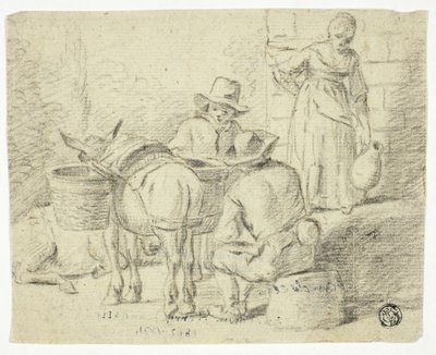 Männer und Esel, Frau mit Krug von Edwin Henry Landseer