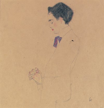Anton Faistauer mit gefalteten Händen, 1909 von Egon Schiele