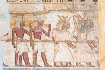 Gemaltes Reliefbild im Gewölbe von Egyptian 20th Dynasty