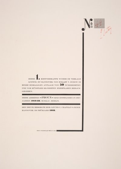 Titelseite von Eliezer Markowich Lissitzky