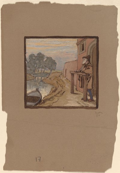 Alter Mann an einem Fluss von Elihu Vedder