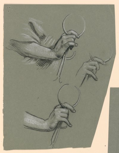 Studien von Händen, die Messschieber halten von Elihu Vedder