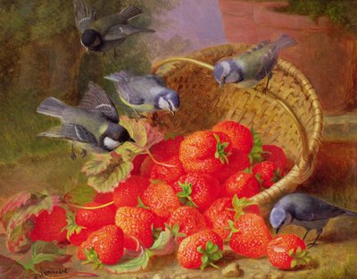Stillleben mit Erdbeeren und Blaumeisen von Eloise Harriet Stannard